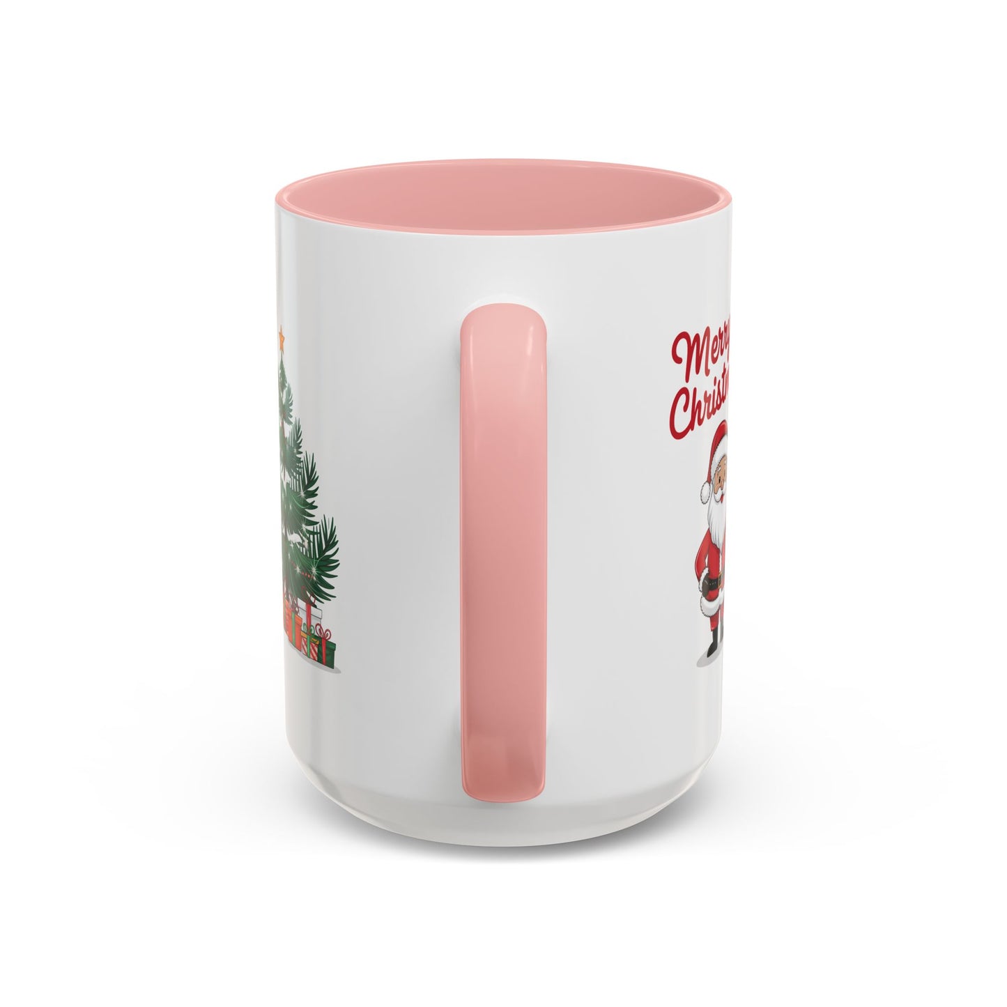 Christmas Mug - Merry Christmas Red Text Santa Tree Presents