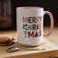 Christmas Mug - Merry Christmas Red Green & Gold Decorative Text