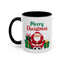 Christmas Mug - Merry Christmas Green & Red Text Santa Presents