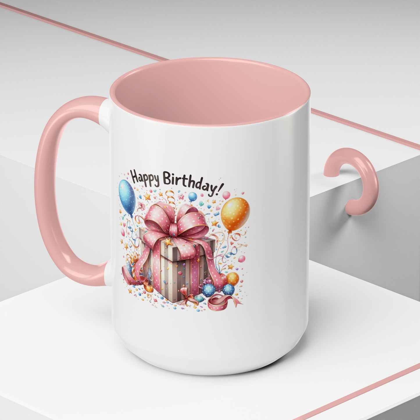 Birthday Mug - Happy Birthday Pink Ribbon Present