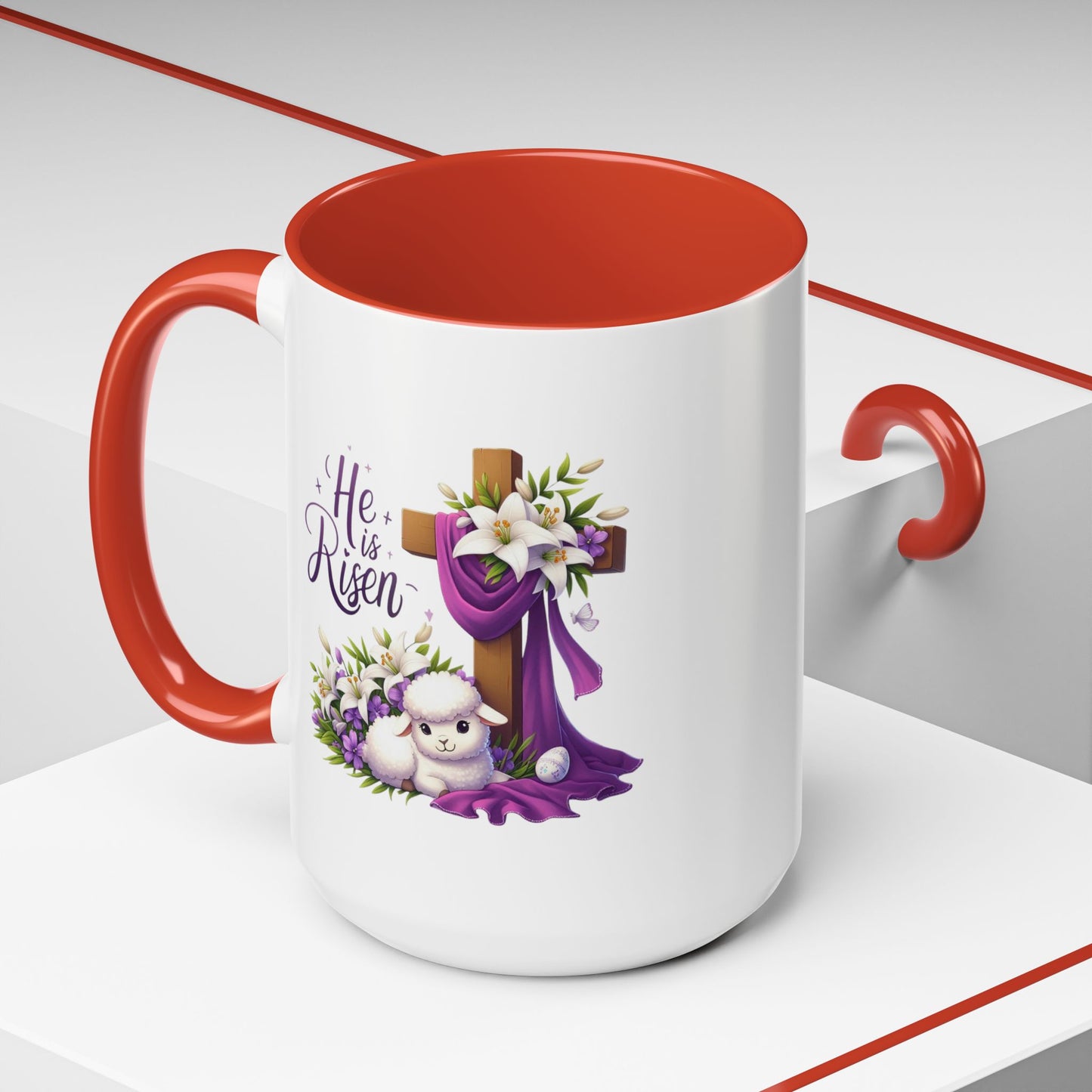 Easter Mug - He Is Risen Cross