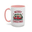 Christmas Mug - Merry Christmas Maroon Text Camper Trees Snowflakes
