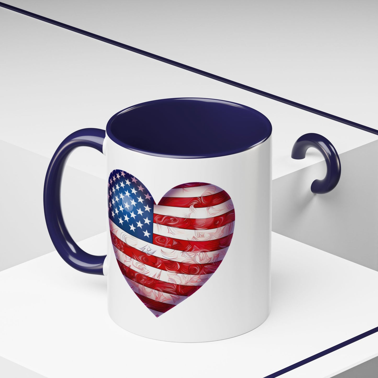 4th of July Mug - Heart American Flag