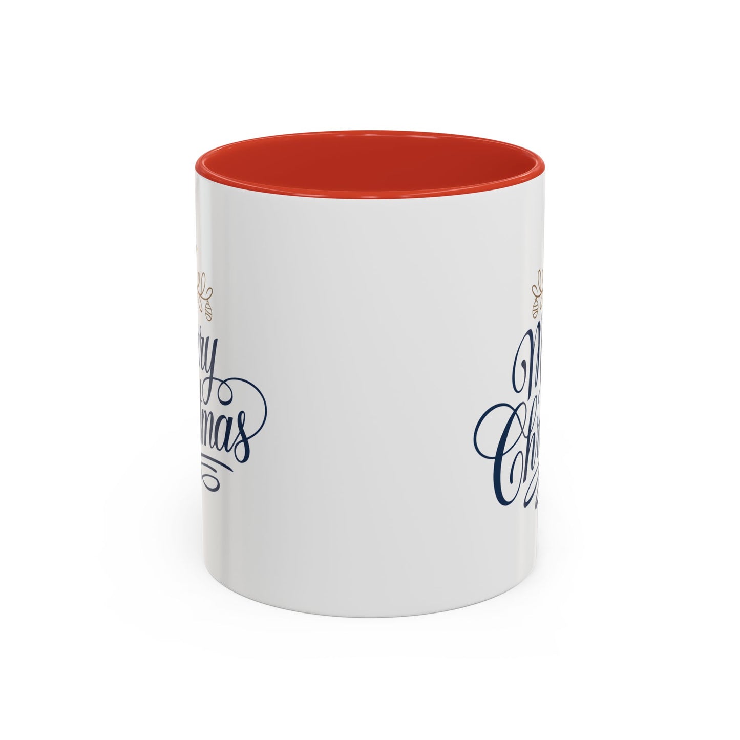 Christmas Mug - Merry Christmas Blue Text Gold Ornaments