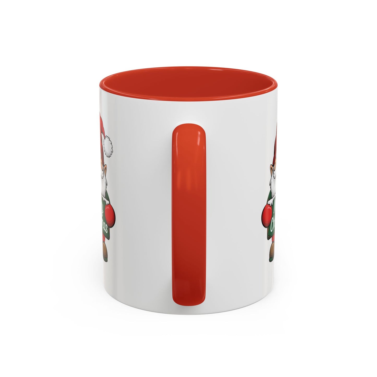 Christmas Mug - Merry Christmas White & Green Text Gnome Snow