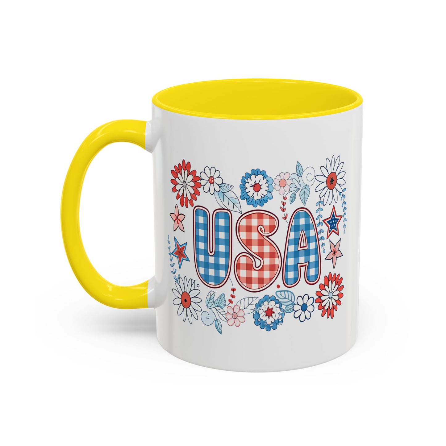 4th of July Mug - USA Preppy Floral