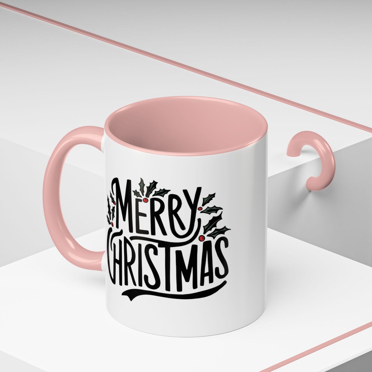 Christmas Mug - Merry Christmas Black Text Mistletoe
