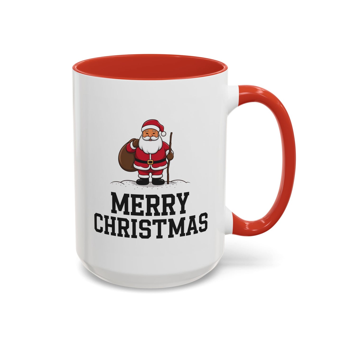 Christmas Mug - Merry Christmas Black Text Santa Walking