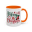 Christmas Mug - Merry Christmas Green & Red Text Star Candy Cane Stocking Snowflake