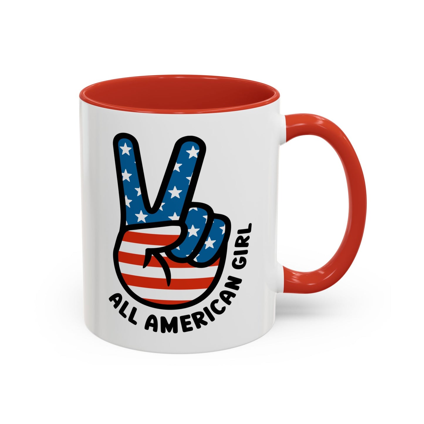 4th of July Mug - All American Girl Peace Sign