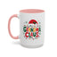 Christmas Mug - Grandma Claus Green Yellow & Red Text Hat Lights Stars