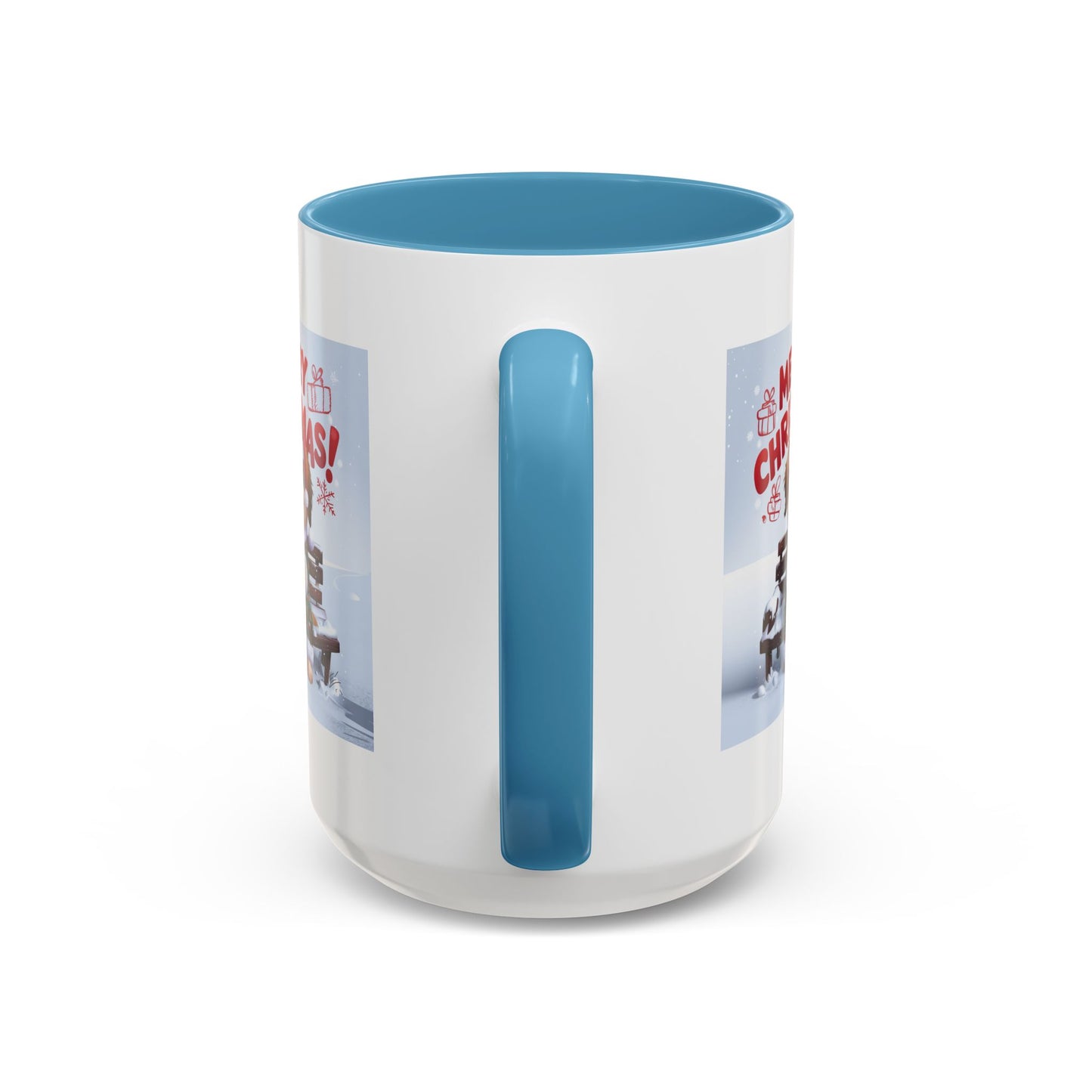 Christmas Mug - Merry Christmas Red Text Puppy Green Top 2