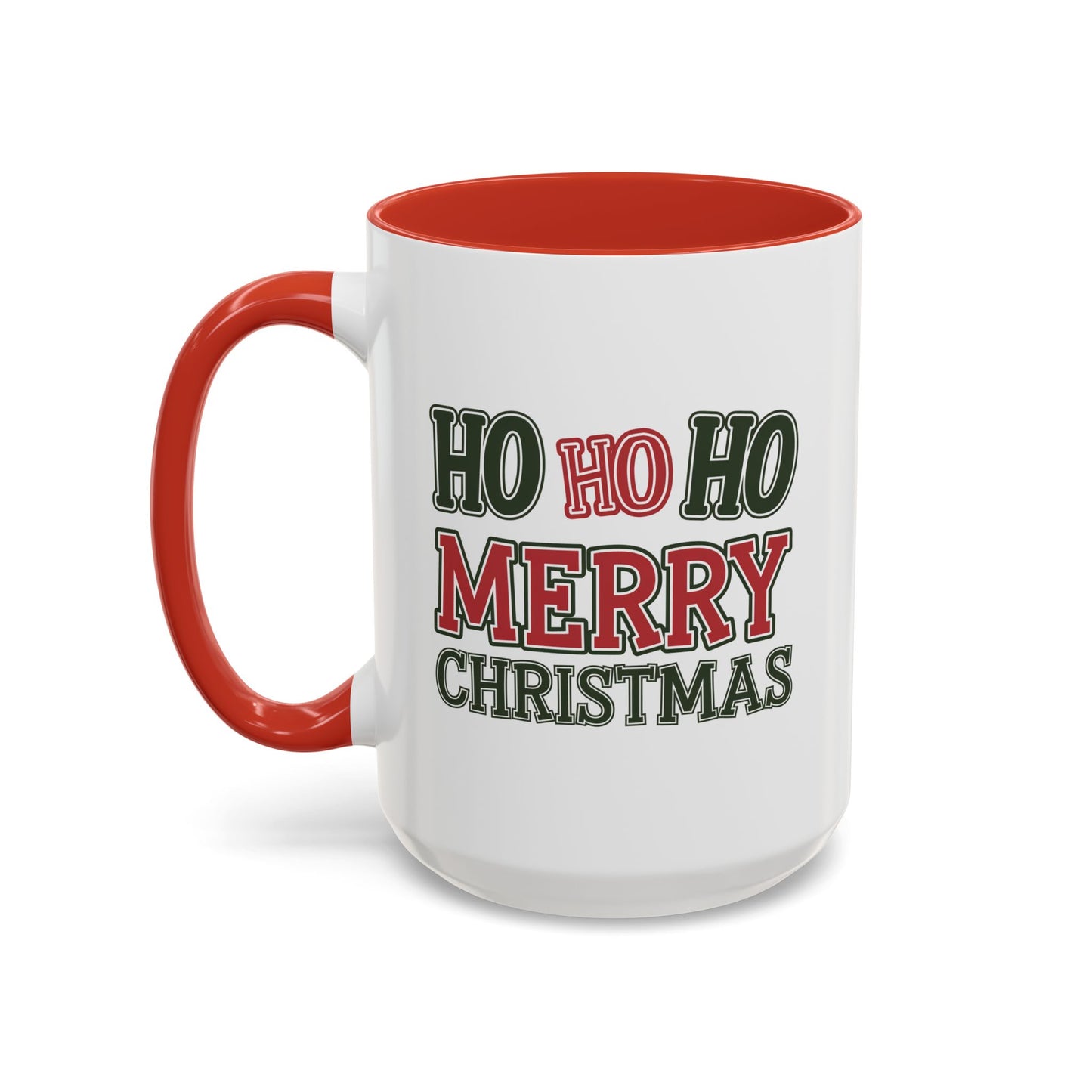 Christmas Mug - Ho Ho Ho Merry Christmas Green & Red Text