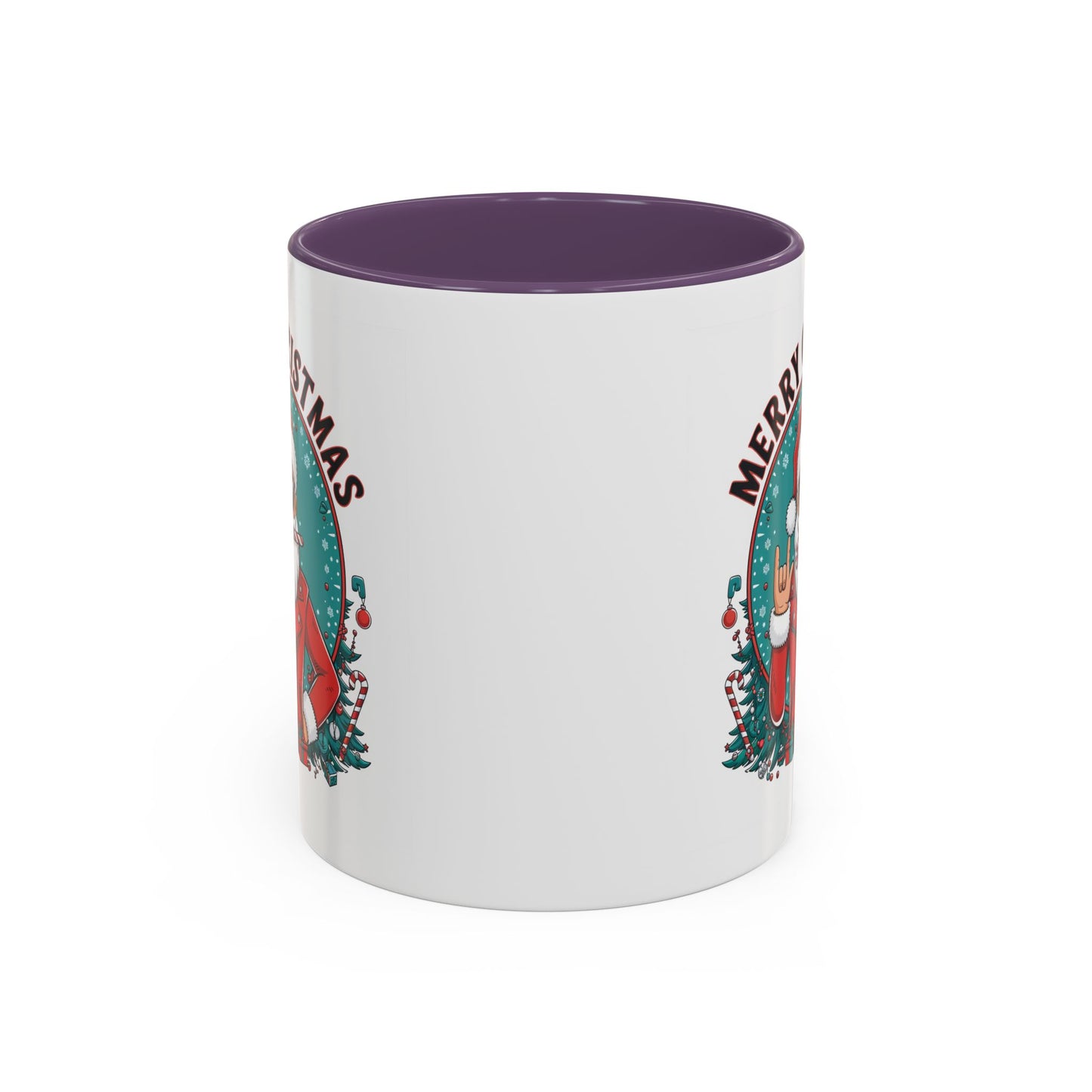 Christmas Mug - Merry Christmas Black & Red Text Cool Santa