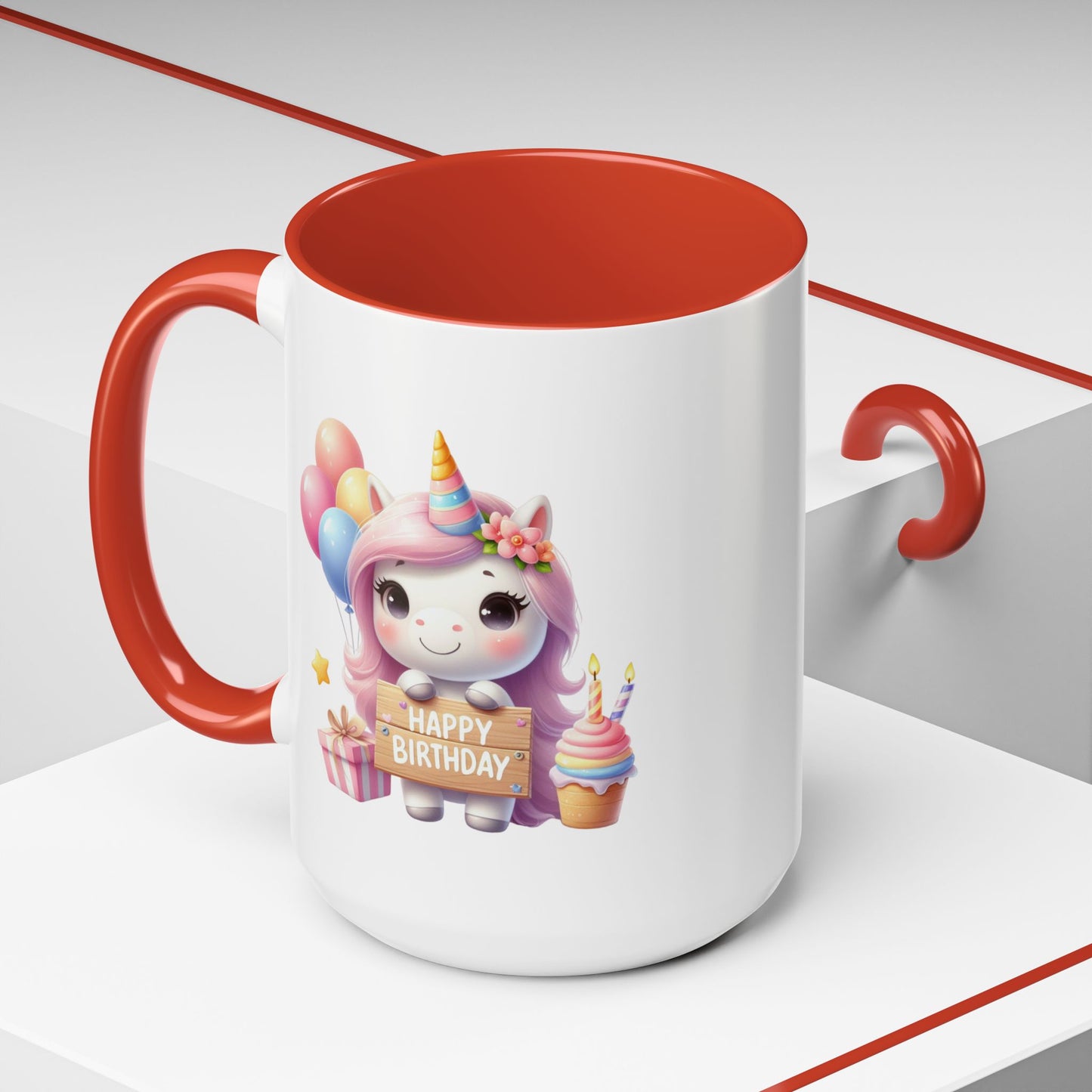 Birthday Mug - Girl Unicorn Happy Birthday Sign 2
