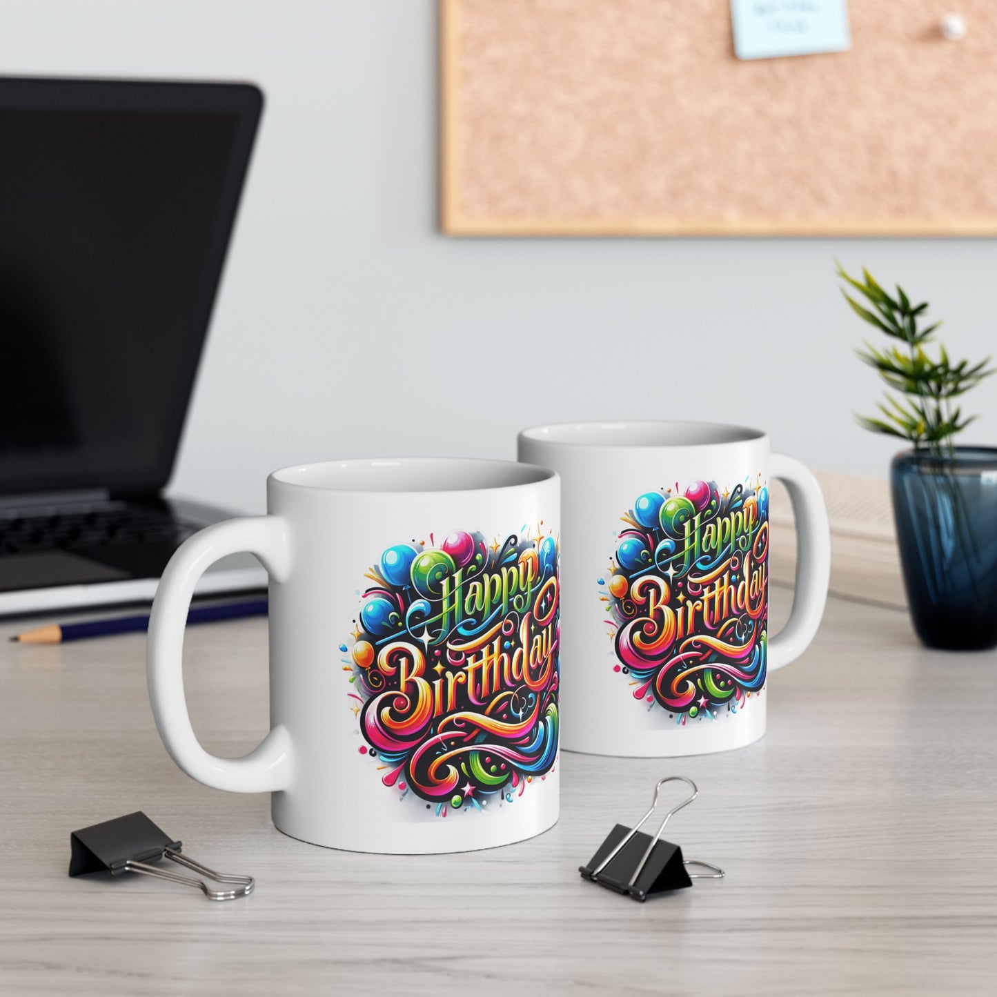 Birthday Mug - Happy Birthday Swish