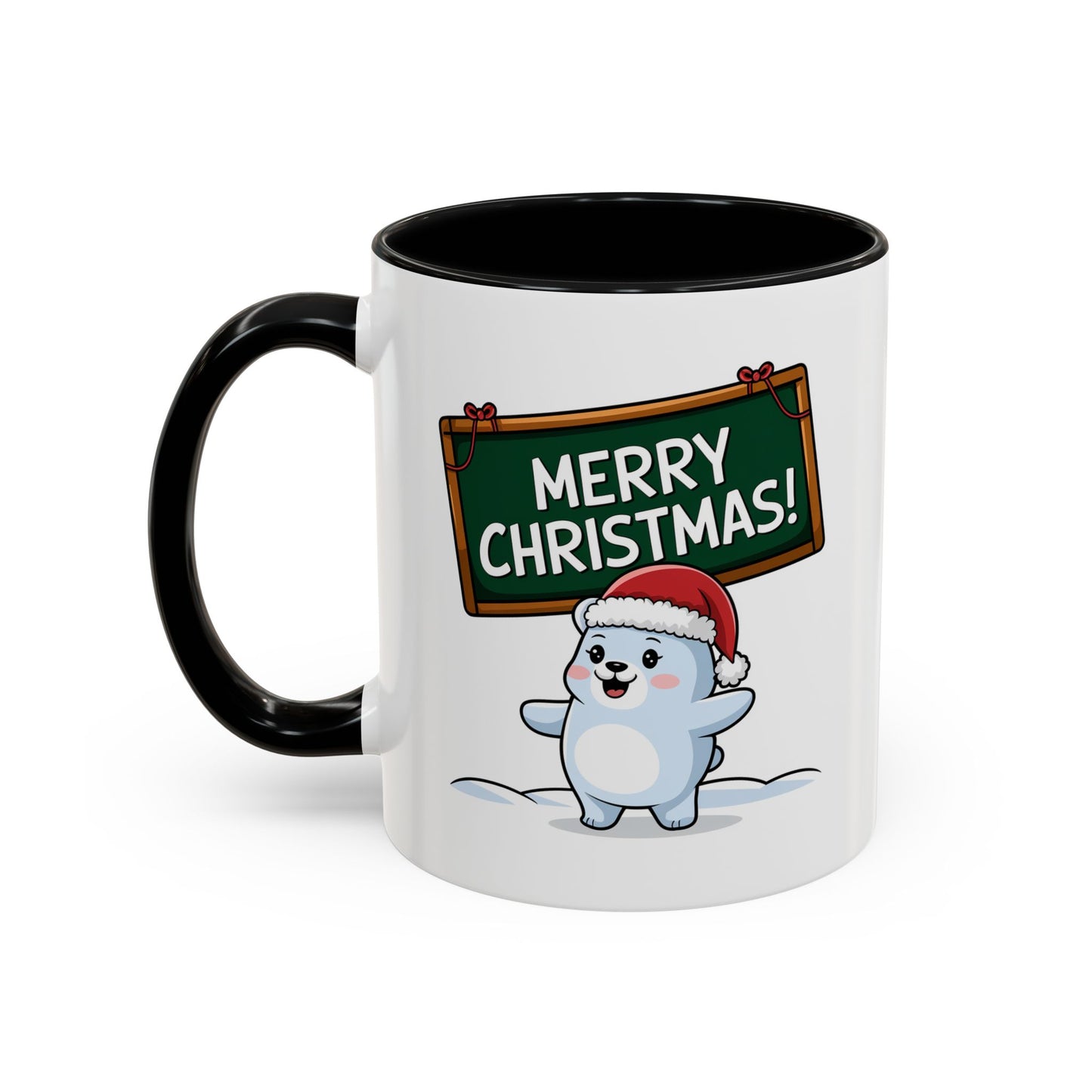 Christmas Mug - Merry Christmas White Text Seal Pup