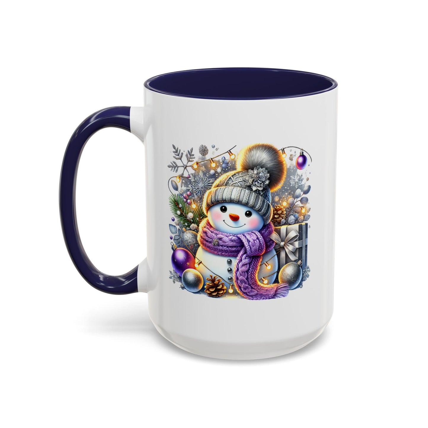 Christmas Mug - Purple and Silver Snowman