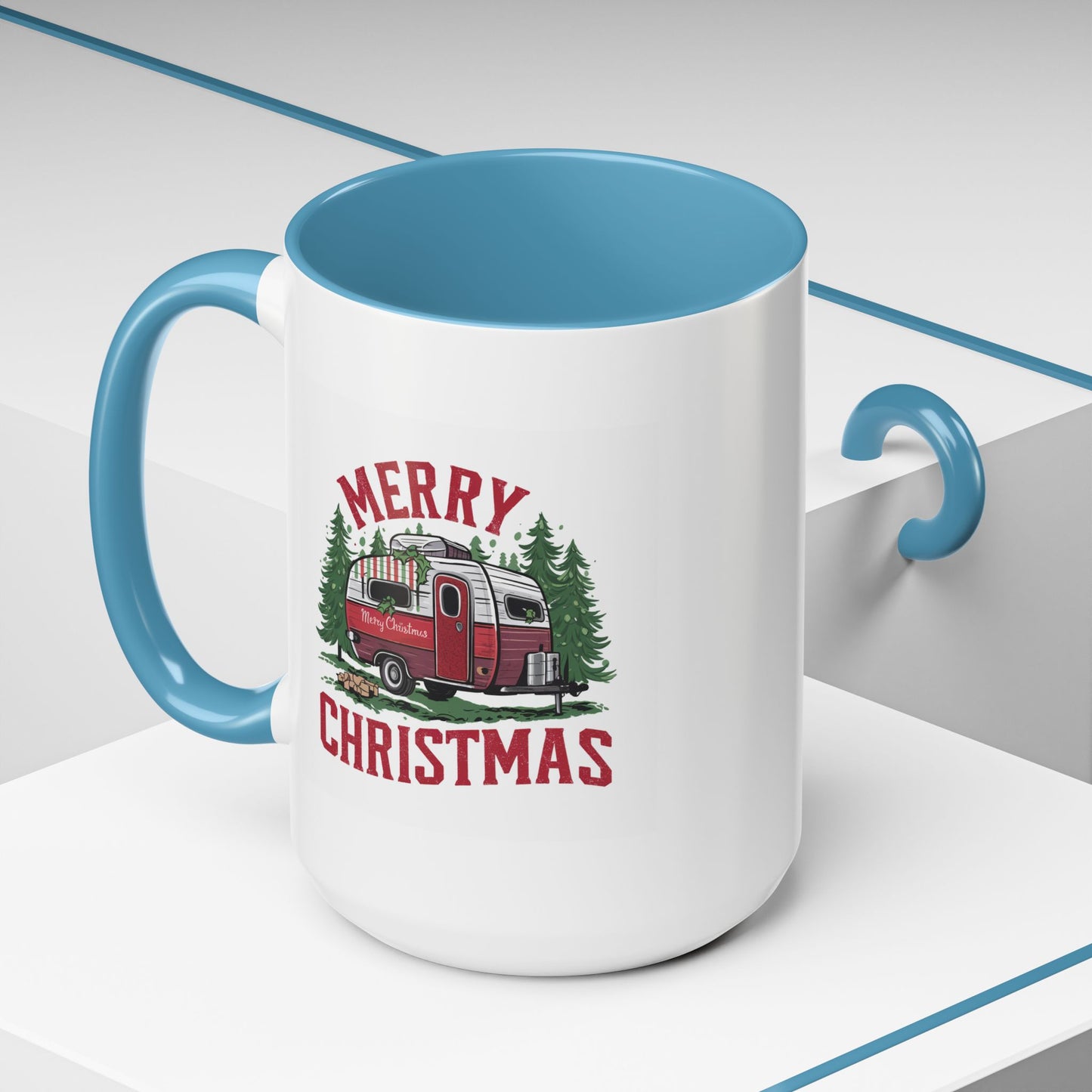 Christmas Mug - Merry Christmas Red & White Camper