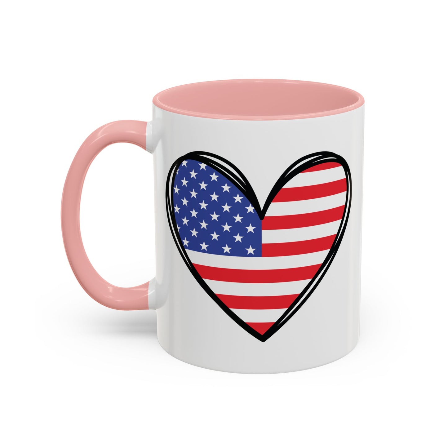 4th of July Mug - USA Flag Heart