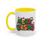 Christmas Mug - Merry Christmas Green Yellow & Red Text Hats
