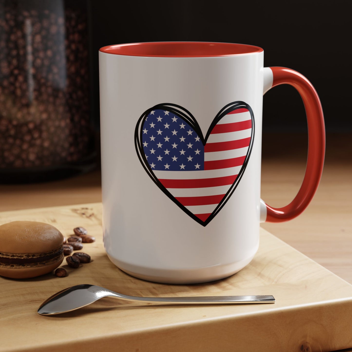 4th of July Mug - USA Flag Heart