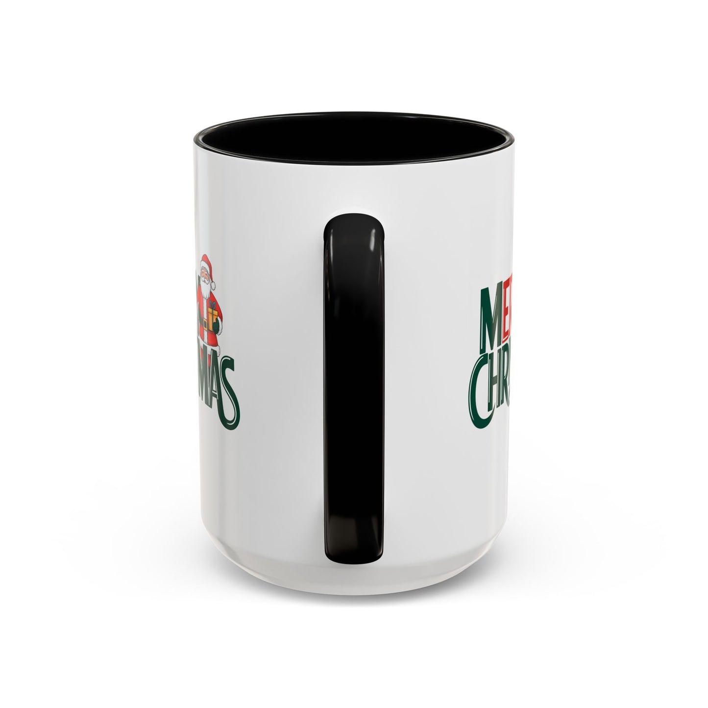 Christmas Mug - Merry Christmas Green & Red Text Santa Present
