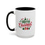 Christmas Mug - Merry Christmas Green & Red Text Tree Snowflakes Presents