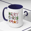 Christmas Mug - Merry Christmas Green Red & Gold Patterned Text