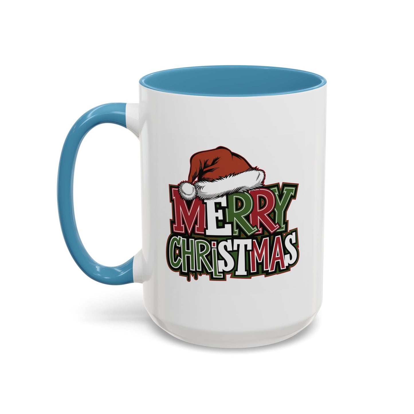 Christmas Mug - Merry Christmas Red Green & White Graffiti Hat