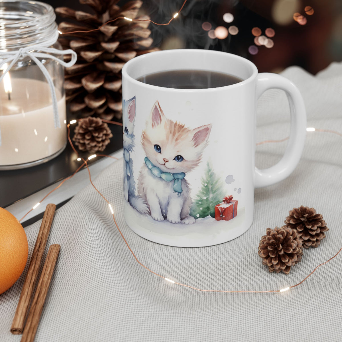 Chirstmas Mug - Three Christmas Cats