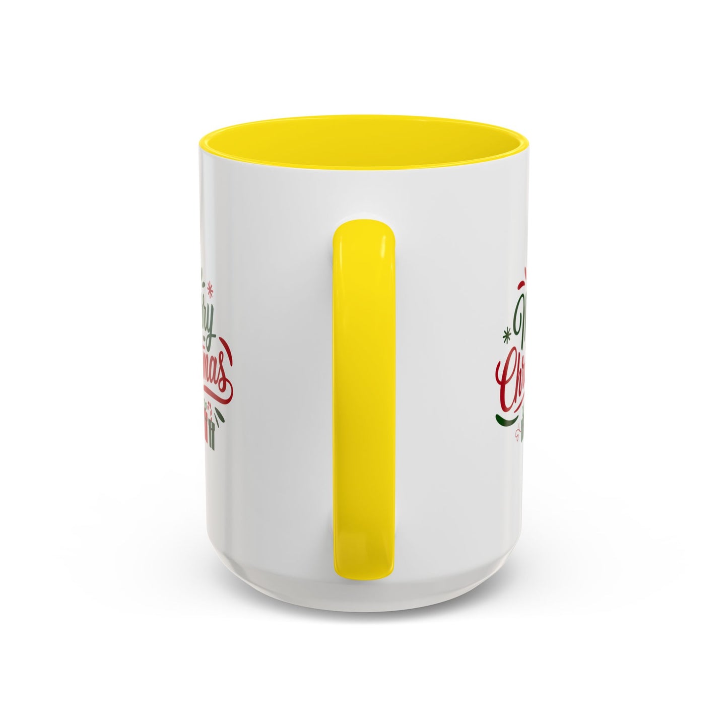 Christmas Mug - Merry Christmas Green & Red Text Tree Snowflakes Presents