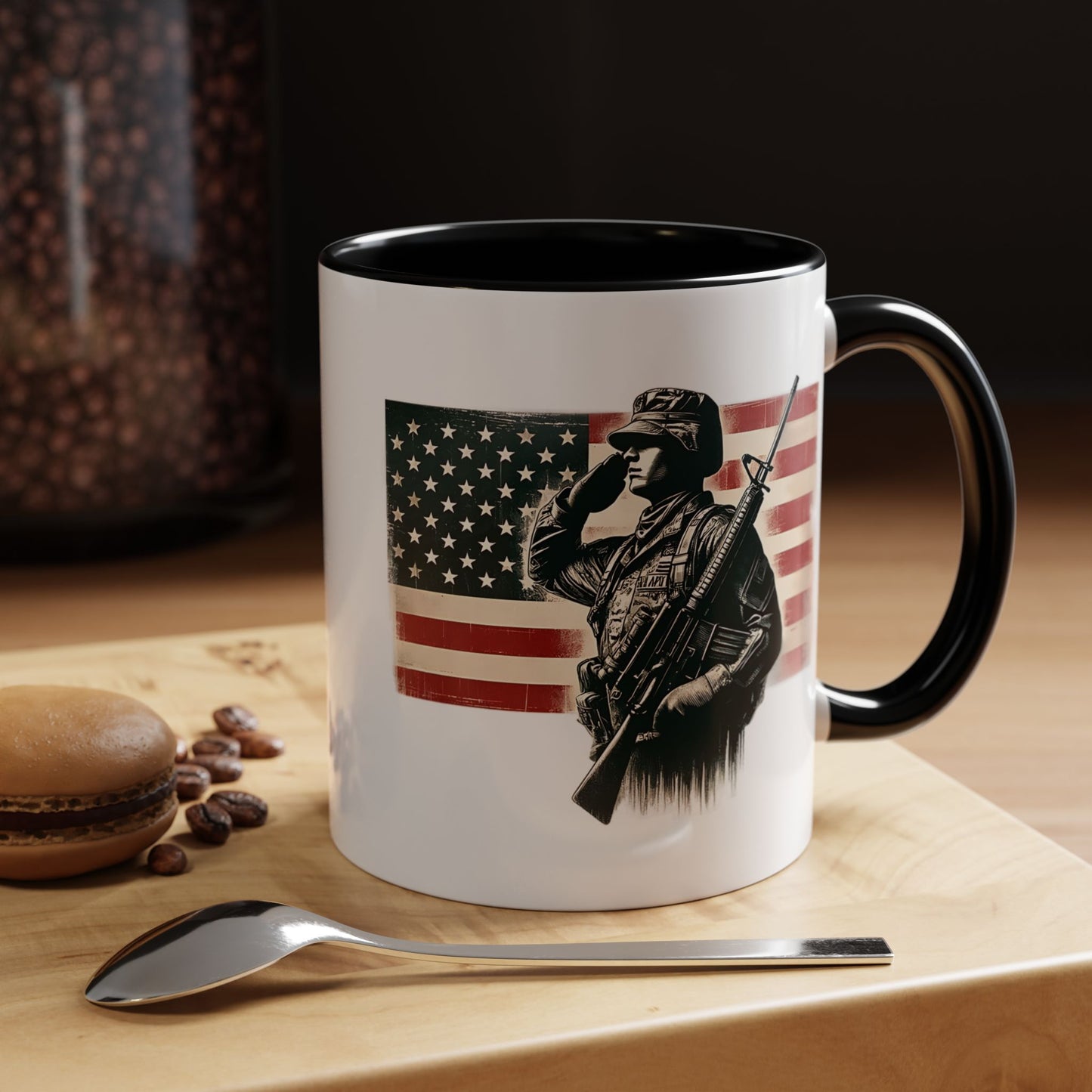 4th of July Mug - Soldier American Flag