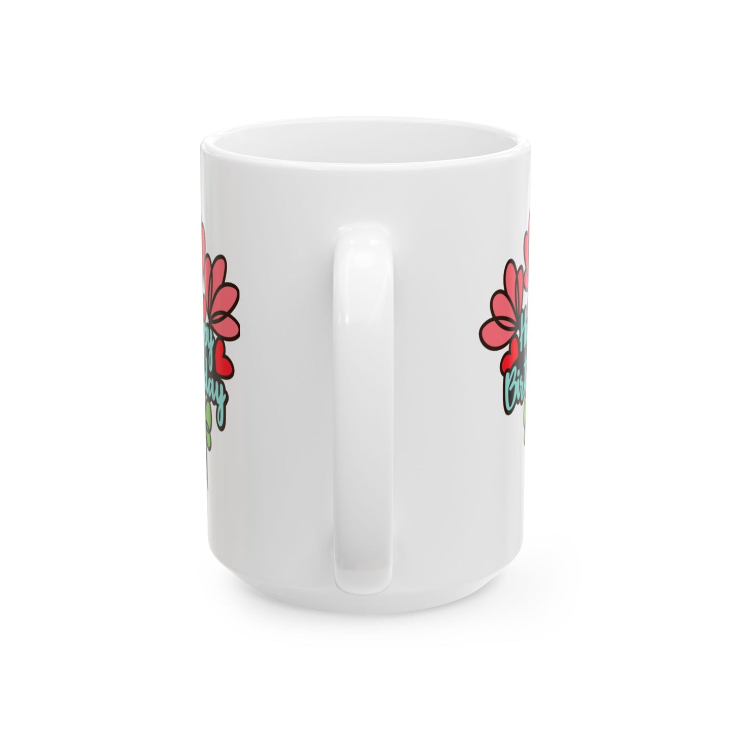 Birthday Mug - Flower Bouquet Hearts