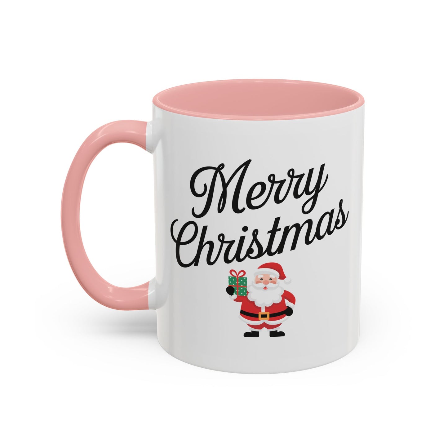 Christmas Mug - Merry Christmas Black Text Santa Present