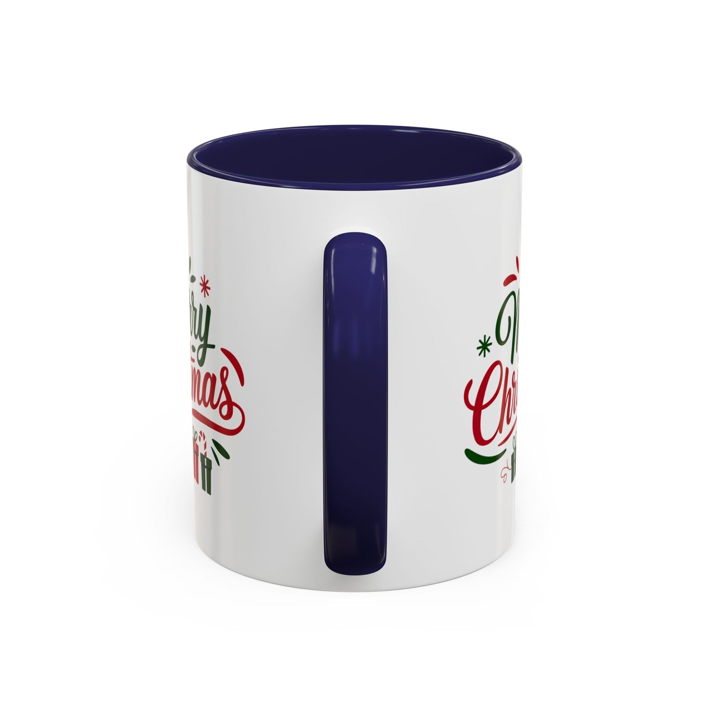 Christmas Mug - Merry Christmas Green & Red Text Tree Snowflakes Presents