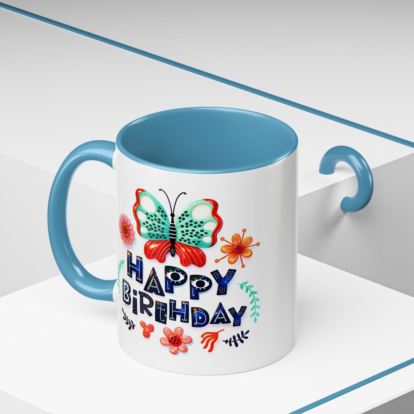 Birthday Mug - Butterfly Flowers