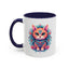 Animal  - Mystic Cat Turquoise & Coral Flowers