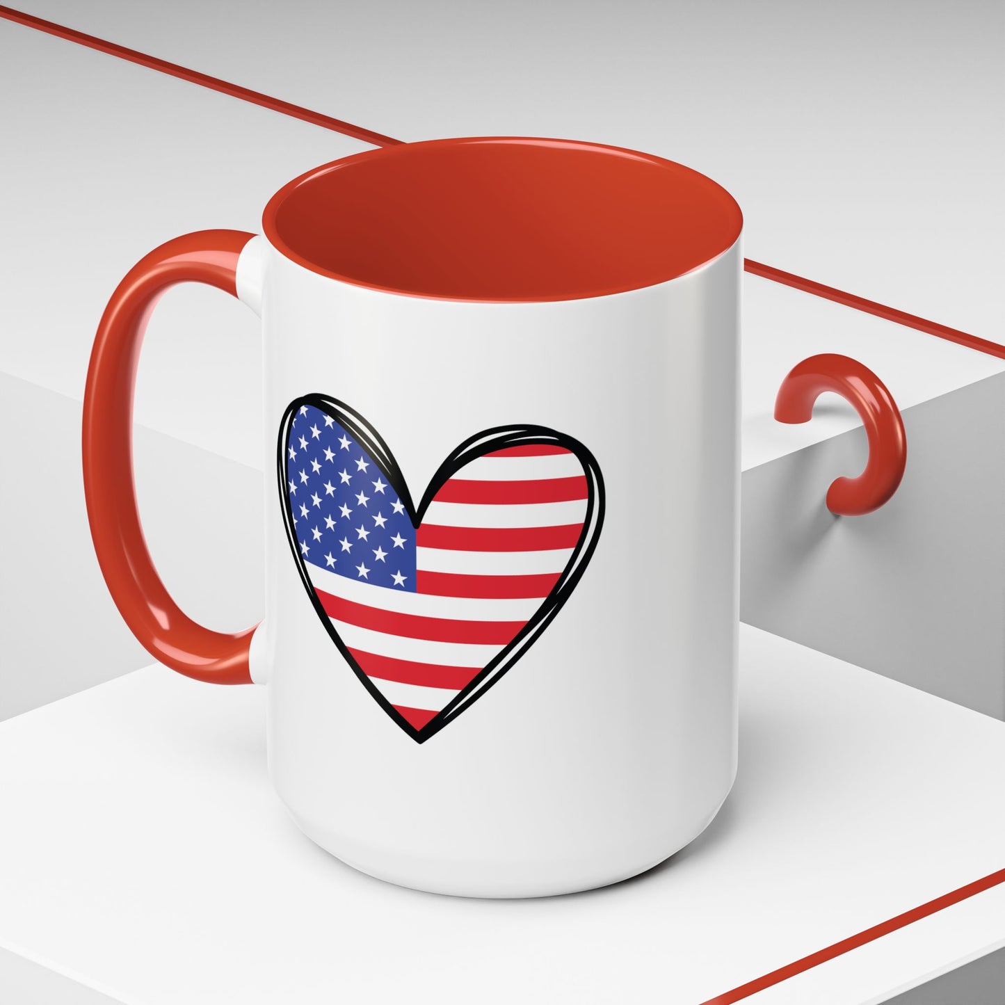 4th of July Mug - USA Flag Heart