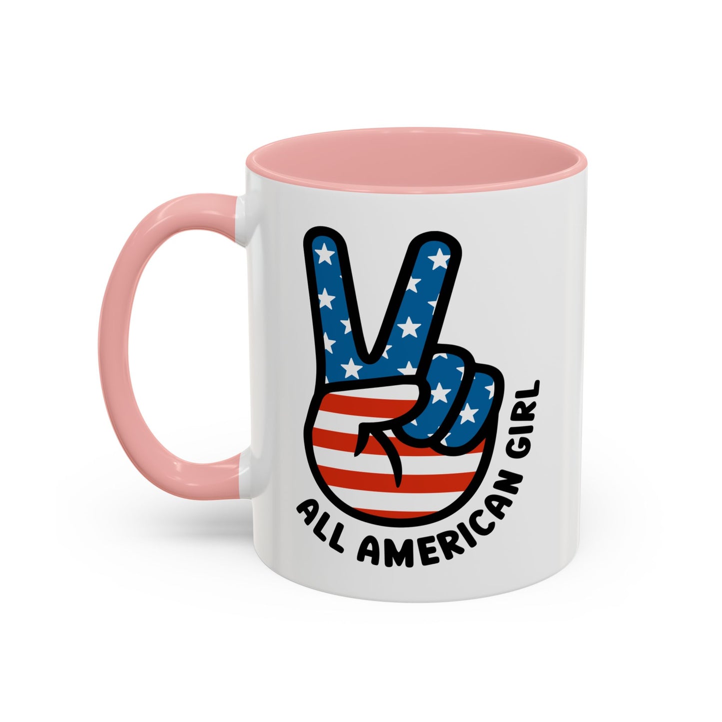 4th of July Mug - All American Girl Peace Sign