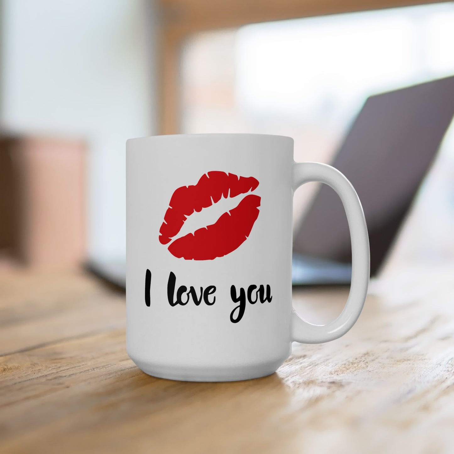 Valentine's Day Mug - I Love You Lipstick Kiss