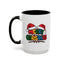 Christmas Mug - Merry Christmas Red Yellow & Blue Text Red Hats