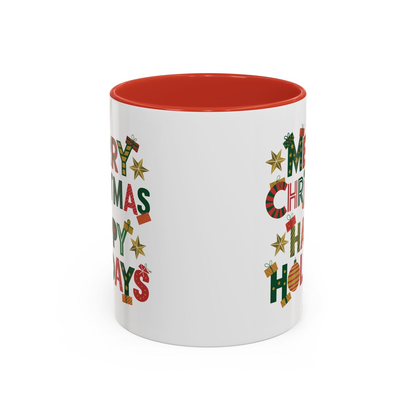 Christmas Mug - Merry Christmas Happy Holidays Decorative Text