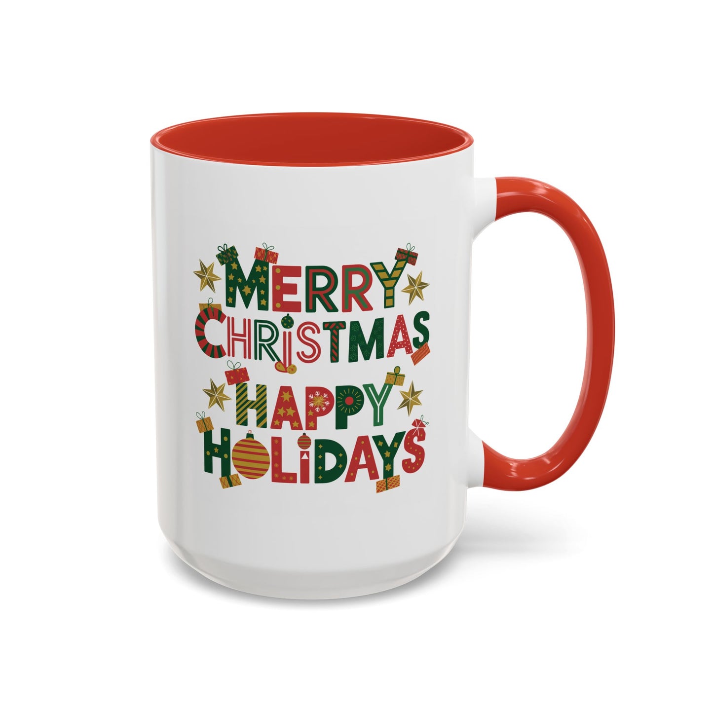 Christmas Mug - Merry Christmas Happy Holidays Decorative Text