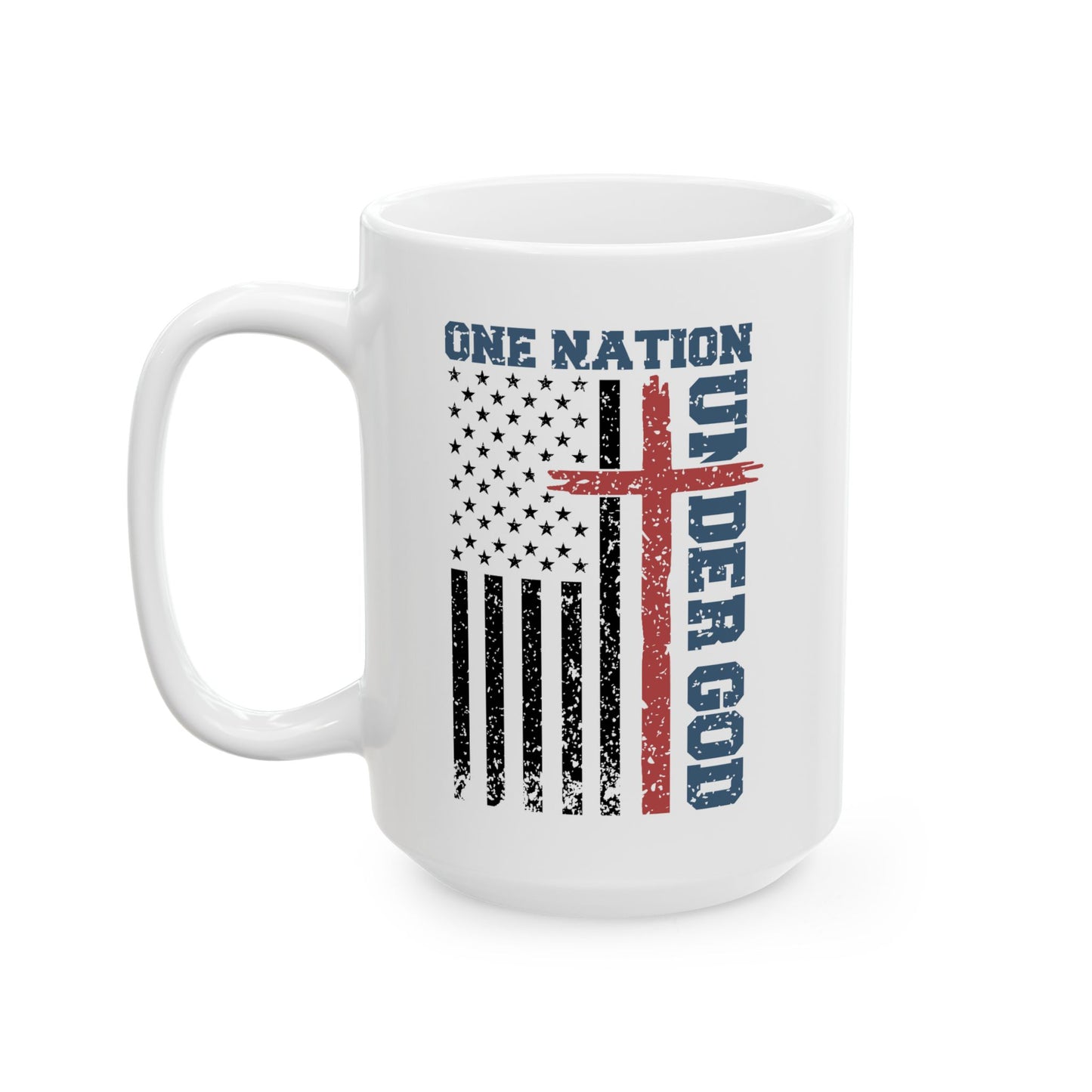 4th of July Mug - One Nation Under God Flag Cross