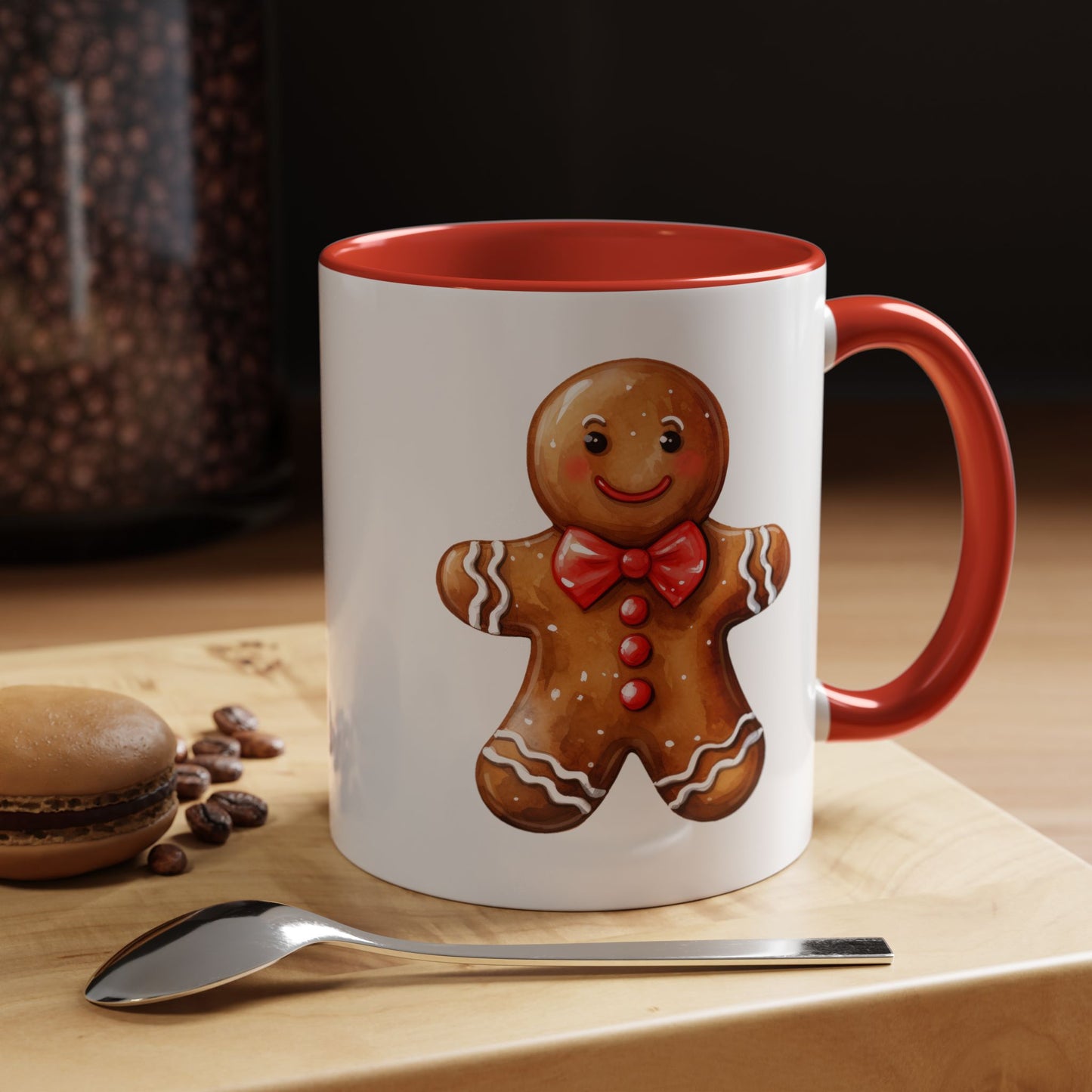 Christmas Mug - Gingerbread Man Red Bow