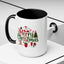 Christmas Mug - Merry Christmas Red & Green Text Santa Reindeer Tree Sleigh Ornaments