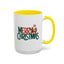 Christmas Mug - Merry Christmas Green & Red Text Santa Present