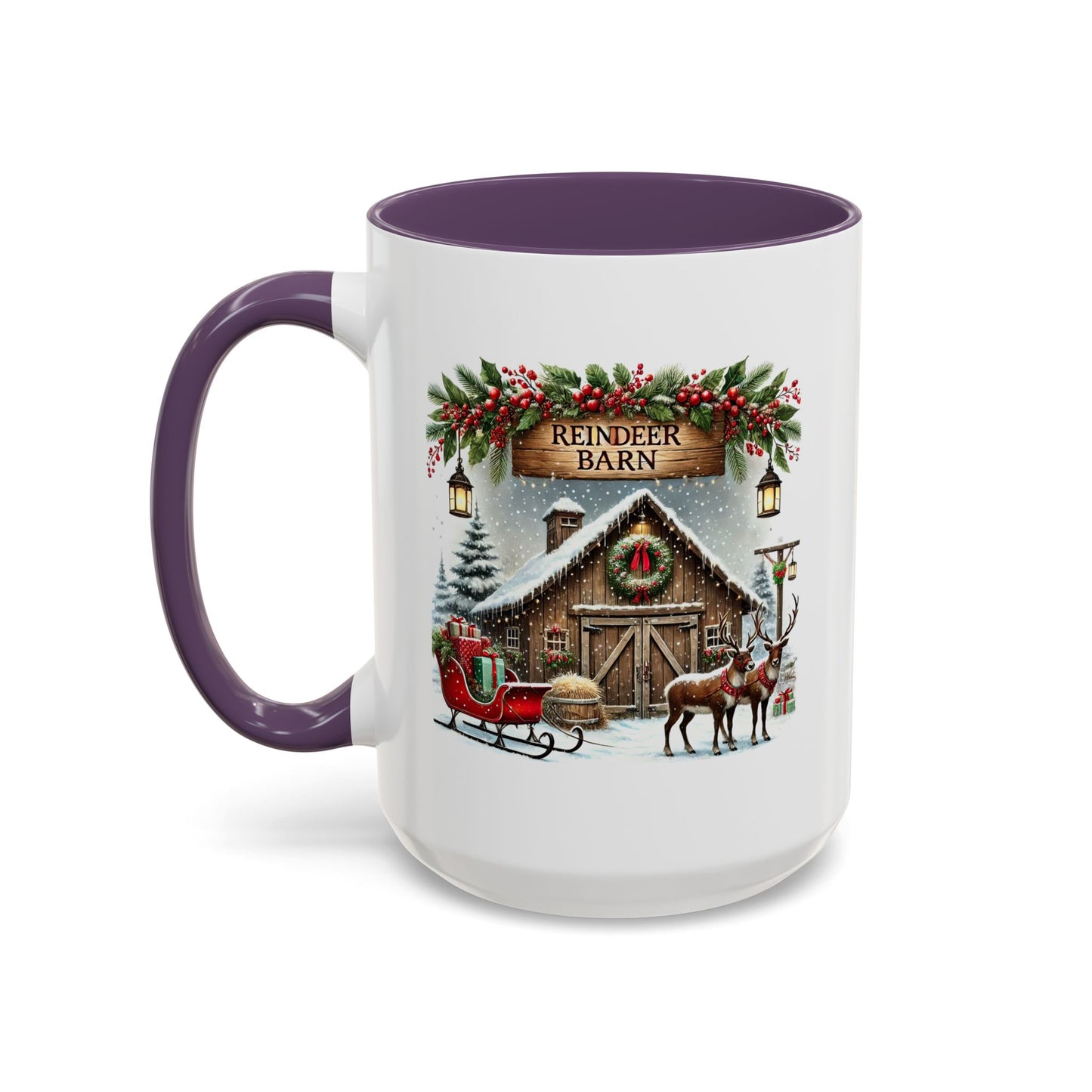 Christmas Mug - Reindeer Barn Sleigh Reindeer