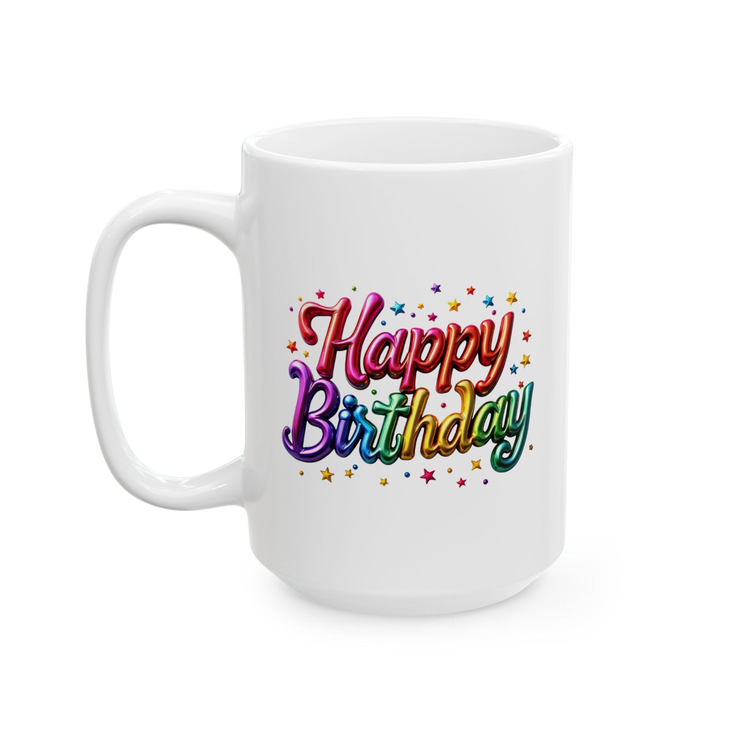 Birthday Mug - Happy Birthday Balloon Text